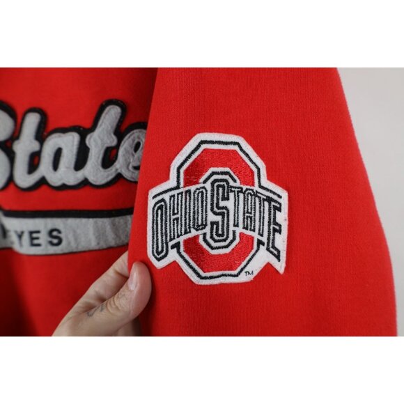 Vintage 90s Starter Mens Large Spell Out Script Ohio State University Hoodie Red - Picture 4 of 16